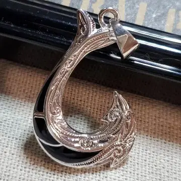 실버 925 펜던트 오닉스 장식 피쉬 후크 빅 디자인