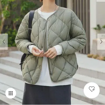 라이트 다운 퀼트 숏 블루종 카키