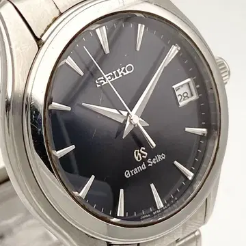 그랜드세이코 쿼츠 손목시계 블랙 다이얼 데이트 실버 남성용 작동 안 함