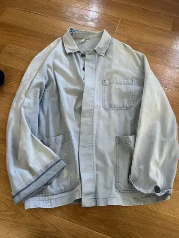 빈티지 밀리터리 커버올 구제 의류 유로 페이드 프렌치 워크