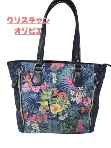 크리스찬 올리비에 보태니컬 무늬 토트 핸드백