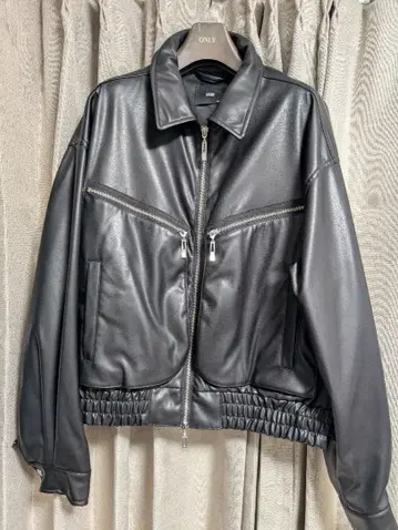HARE 레더 컴팩트 블루종 블랙 레더풍 자켓 M
