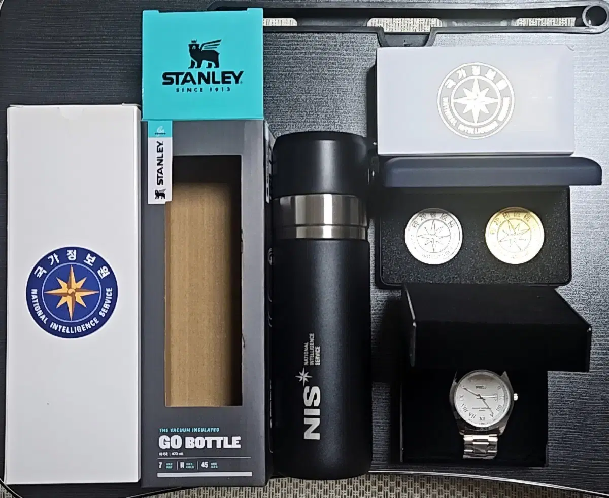 국정원 기념품 스탠리 텀블러 코인 시계 세트 판매