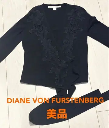 다이앤 폰 퍼스텐버그 가디건 레이스 블랙 메리노 양모