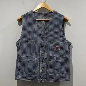 새상품급 TCB jeans 인디고 히코리 스트라이프 패턴 데님 베스트