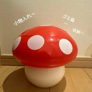 버섯 모양 수납 박스 빨간색 화이트 도트 쓰레기통 소품함