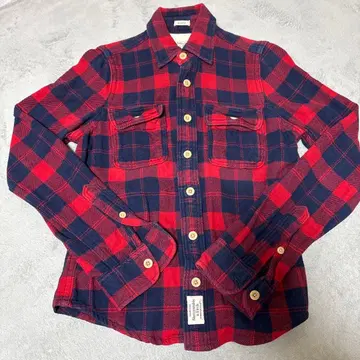Abercrombie & Fitch 플란넬 셔츠 S 빨간색 x 네이비