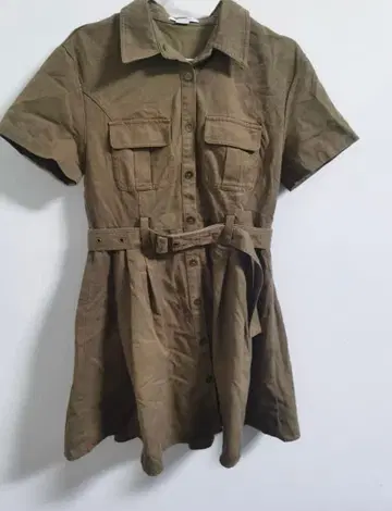 올리브색 셔츠 드레스 허리 벨트 포함