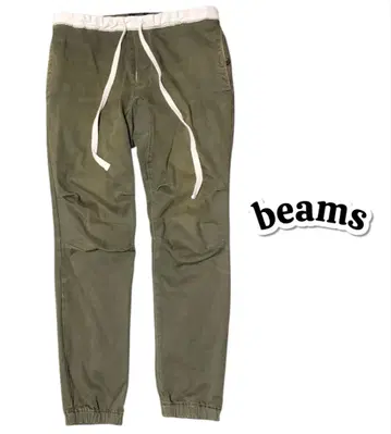 [ BEAMS ] 코튼 트윌 짐 팬츠 조거 팬츠 카키 S
