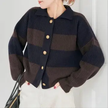 Spick&Span 라거 보더 니트 가디건