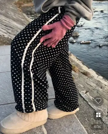 [ NUGU haku ] 플리스 도트 팬츠