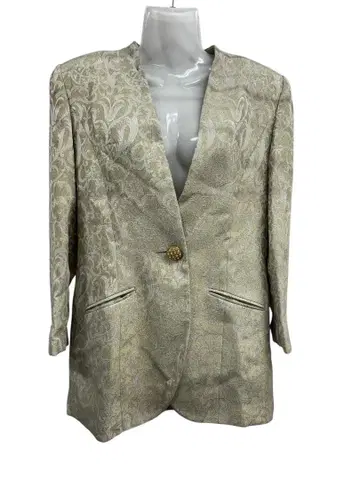 크림색 패턴 테일러드 자켓 LAPINE BLANCHE