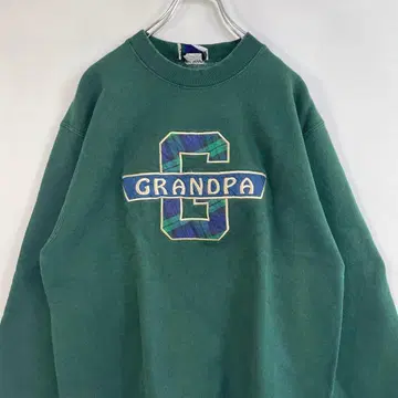 미국제 GRANPA 골드 자수 구제 의류 남성용 그린 맨투맨 M 5