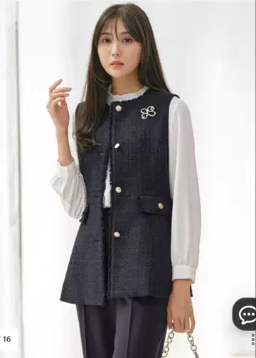 ANY SIS L 네이비 트위드 베스트