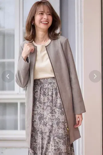 anysis 스웨이드 라이크 트리밍 코트 (모카 그레이)