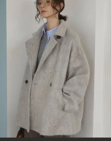 [미사용 새상품!] 멀티WAY 샤기 미들 코트 멜란지 그레이 ANGIE