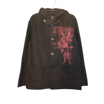 h.naoto ANARCHY 후드 부착 스컬 프린트 코트