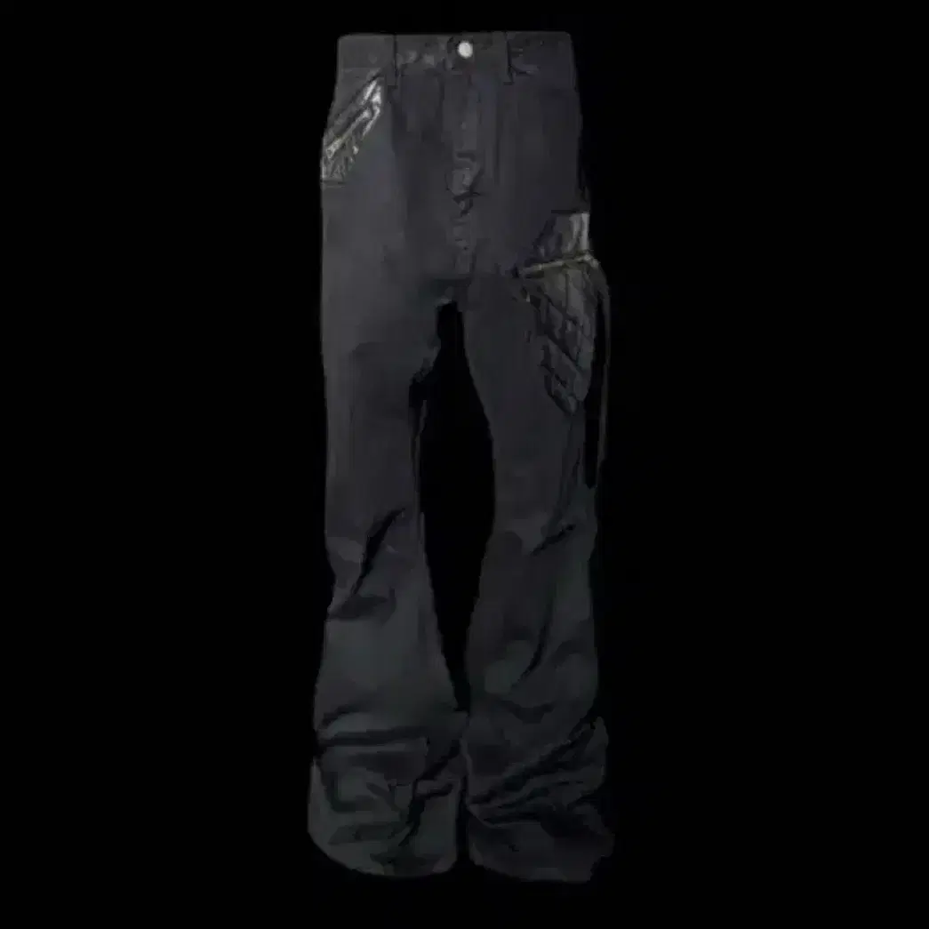 EMOSTANCECLUB LEATHERPATCH FLARED JEANS EMOSTANCECLUB : 에모스탠스