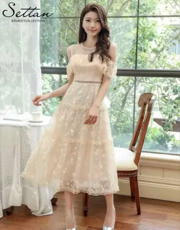 SETTAN 레이스 오픈 숄더 드레스