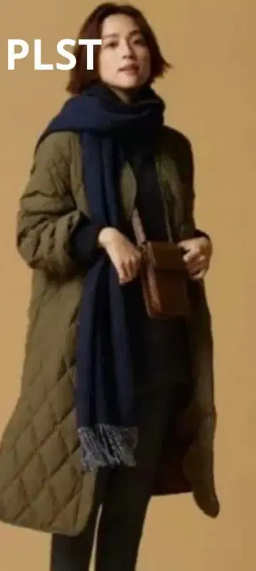 플라스테 퀼팅 다운 코트 M 카키