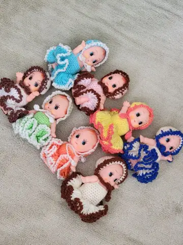 큐피 인형 손뜨개질 드레스 쇼와 레트로 세트