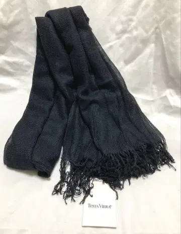 택 포함 TESTA VIERA 대형 머플러 실크 블랙 YK0685