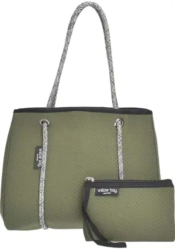 willow bay 위로베이 미니 토트백 네오플렌/카키