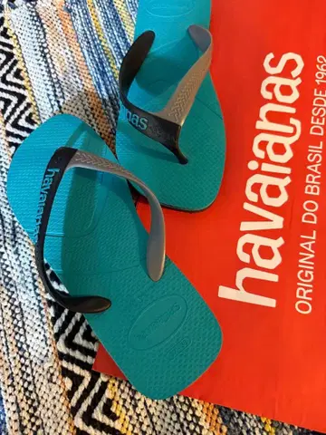 미사용 새상품 havaianas 비치 샌들 37-38 터콰이즈 블루