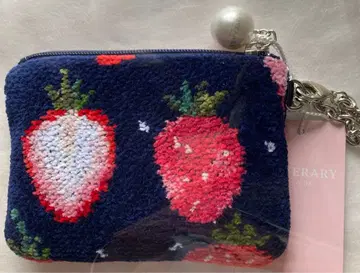 스트로베리 도트 키&카드 파우치 네이비