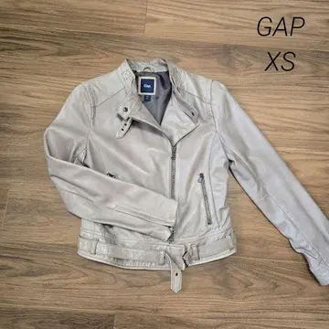GAP 리얼 가죽 더블 라이더 자켓 XS 사이즈 라이트 그레이지