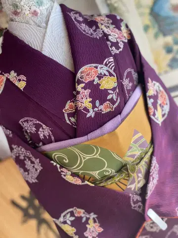 양류 크레이프 원단 순수 실크 코몬 기모노 마루보탄 문