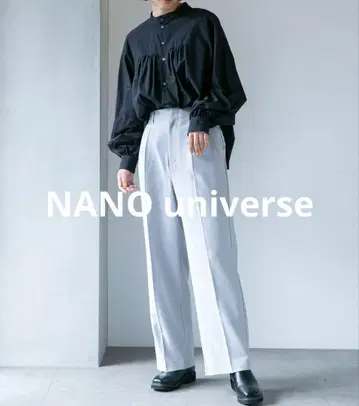 NANO universe 핀스트라이프 센터 프레스 팬츠