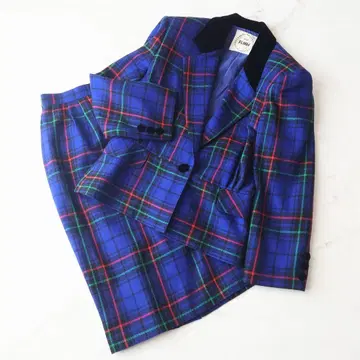 c 버블 수트 체크 자켓 셋업 쇼와 레트로 빈티지