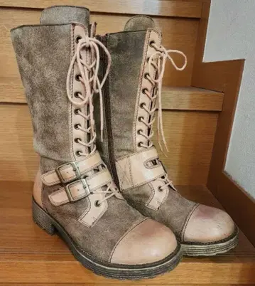 키다리 아저씨 카멜 스웨이드 롱 부츠