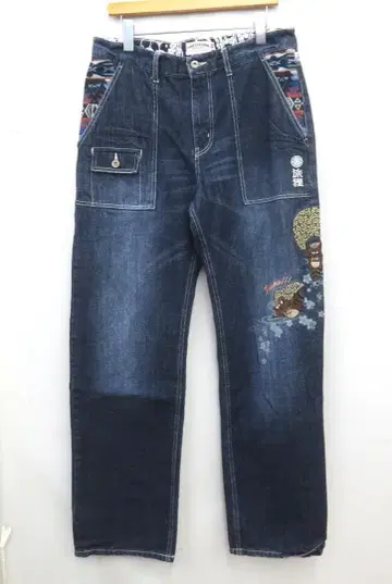 3172 POMS BROTHERS 241297 타비타누키 자수 데님 팬츠