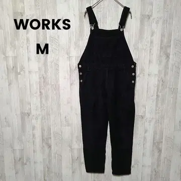 코듀로이 오버롤 살로펫 M 블랙 면 워크 팬츠