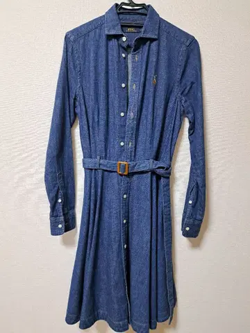 [ 컨디션 최상 ] 폴로 랄프로렌 포니 자수 로고 데님 셔츠 원피스 S