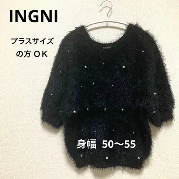 INGNI 잉그 반팔 샤기 니트 블랙 M 플러스 사이즈 L~XL OK