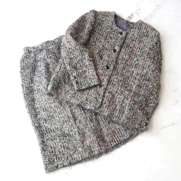 d 부클레 셋업 자켓 트위드풍 버블 수트 쇼와 레트로