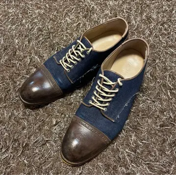 KATHARINE HAMNETT LONDON 가죽 신발 데님 콤비