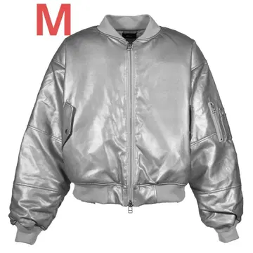 완판템 BREATH BADPOP FAUX 레더 봄버 자켓 실버