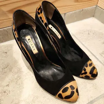 DIANA 블랙 레오파드 무늬 하이힐 24.5cm