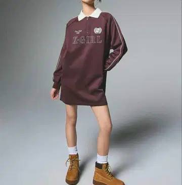 [ X-girl ] 엑스걸 하프 지퍼 저리 원피스