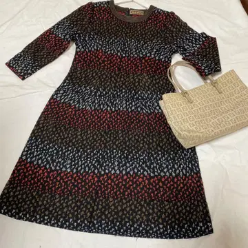 사이토 토요코 니트 원피스 라메 믹스