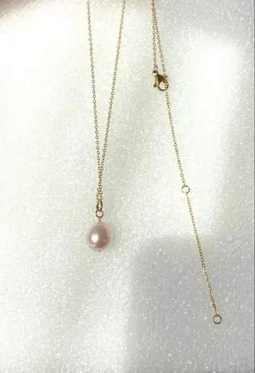 핑크 진주 골드(색) 체인 목걸이