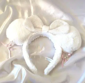 디즈니씨 퍼 머리띠 귀걸이 포함 미니 화이트 스팽글