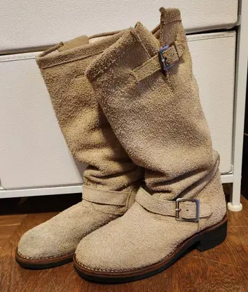 CEDAR CREST 베이지 롱 부츠 JPN 24.0 가죽