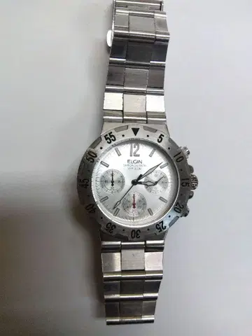 ELGIN 크로노그래프 시계 실버