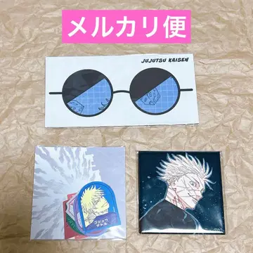 주술회전 안경닦이 레트로 스타일 스티커 스퀘어 캔뱃지 고죠 사토루