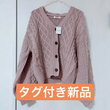 [택 포함 새상품] INGNI 잉그 니트 가디건 핑크 케이블